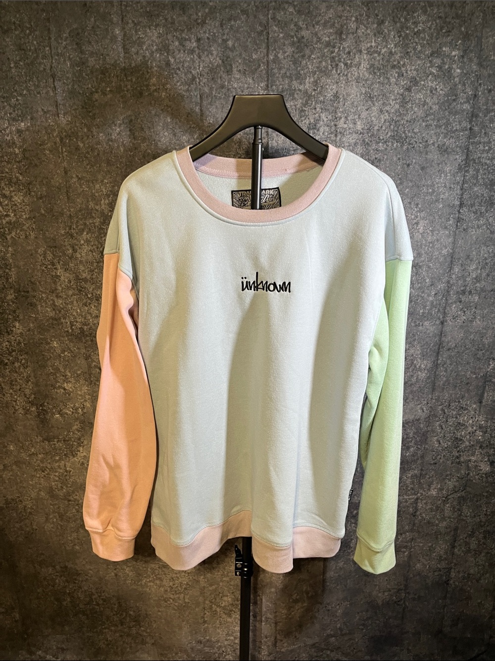Brooklyn Cloth Pastel Colorblock Crewneck Sweater - Light Blue, Pink & Mint